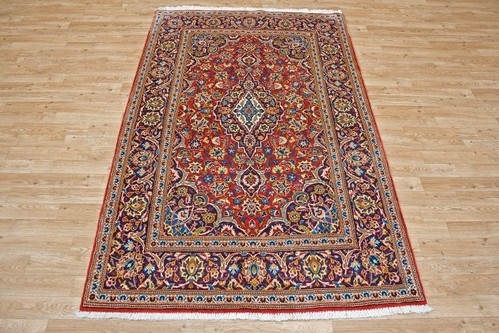 100% Wool Red Persian Keshan Rug PKE019F52 2.13 x 1.30 Handknotted in Iran with a 13mm pile