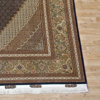 100% Wool Blue Persian Mahi Tabriz Rug PMT027F88 3.53 x 2.48 Handknotted in Iran with a 12mm pile Image 2