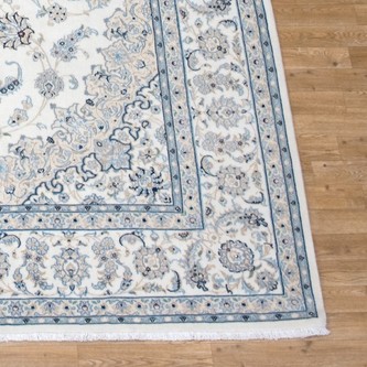 100% Wool Cream Persian Nain Rug PNA027F44 3.50 x 2.50 Handknotted in Iran with a 12mm pile Image 2