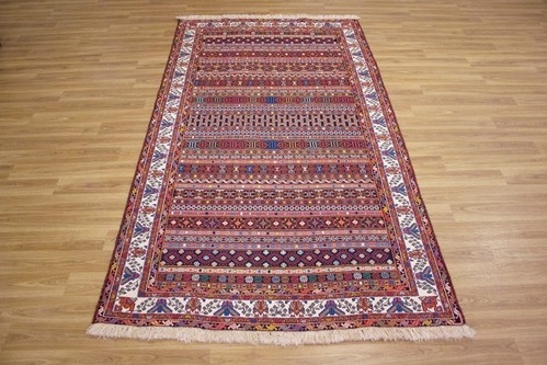100% Wool Brown Persian Sirjan Kelim PSK019000 2.27 x 1.24 Handknotted in Iran with a 3mm pile