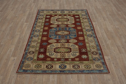 100% Wool Rust Afghan Kaynak Rug AKA018F55 1.92 x 1.15 Handknotted in Afghanistan with a 5mm pile