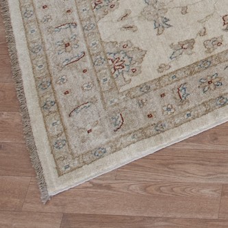 100% Wool Cream Afghan Veg Dye Rug AVE048098 346 x 81 Handknotted in Afghanistan with a 6mm pile Image 2