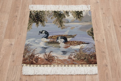 100% Silk Multi Zhenping Silk Picture Rug CFS003PIC 56x50 Handknotted in China with a 3mm pile