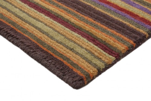 100% Wool Multi Ella Claire Stripes Handknotted in India with a 15mm pile Image 4
