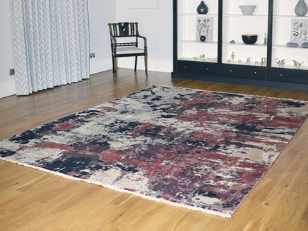 80% Wool/20% Silk Multi Ella Claire Rug Design Handknotted in India with a 12mm pile
