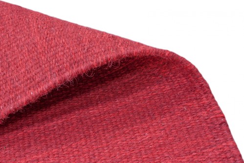 Wool woven onto Cotton Red Indian Dhurrie Rug Handmade in India with a 5mm pile Image 4