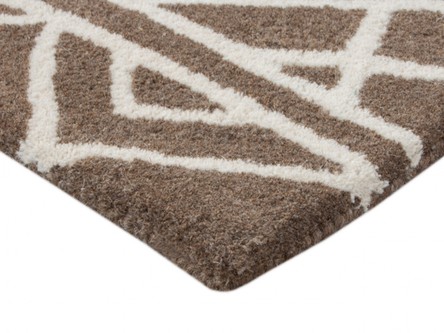 100% WOOL Brown Moroccan Style Tribal Rug Handmade in India with a pile Image 3