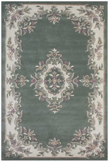 100% Wool Green Emperor Indian Rug Design HPR002 newspaper offer Handmade in India with a 15mm pile