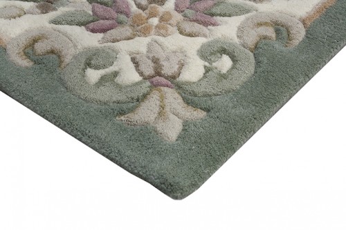 100% Wool Green Emperor Indian Rug Design HPR002 newspaper offer Handmade in India with a 15mm pile Image 2