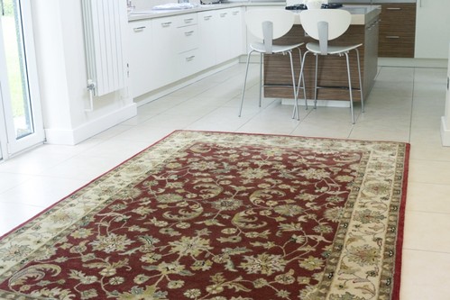 100% Wool Red Indo Keshan Rug Design Handmade in India with a 15mm pile