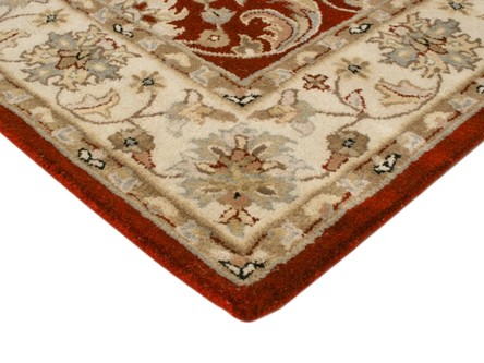 100% Wool Red Indo Keshan Rug Design Handmade in India with a 15mm pile Image 3