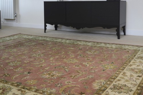 100% Wool Rose Indo Keshan Rug Design Handmade in India with a 15mm pile