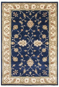 100% Wool Blue Indian Ziegler Rug Design Handmade in India with a 18mm pile Image 2