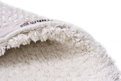 100% Wool Cream Lippa Handmade Woollen Shaggy Rug Handwoven in India with a 40mm pile Image 4