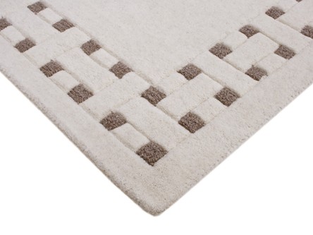 100% Wool Cream Indian Mahal Basket Weave Design Handmade in India with a 18mm pile Image 3