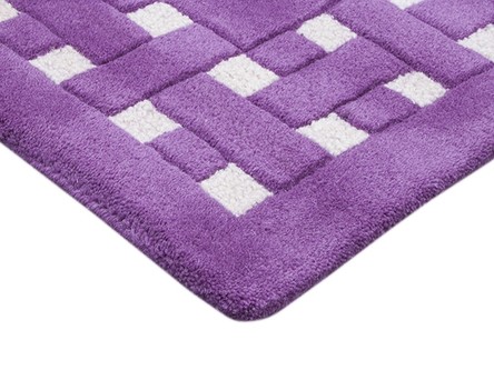 100% Wool Purple Indian Mahal Basket Weave Design Handmade in India with a 18mm pile Image 3