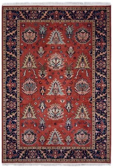 100% Wool Rust Indo Persian Shervan Rug Design Handknotted in India with a 15mm pile Image 2