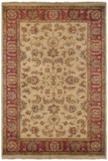 100% Wool Cream Indo Persian Keshan Rug Design Handknotted in India with a 15mm pile Image 2