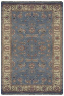 100% Wool Blue Indo Persian Keshan Rug Design Handknotted in India with a 15mm pile Image 2
