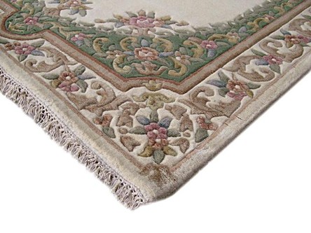 100% Wool Cream Mahal Indian Rug Design Handknotted in India with a 20 mm pile Image 3
