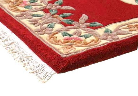 100% Wool Red Premier Superwashed Chinese Rug D.114 Handknotted in China with a 25mm pile Image 3