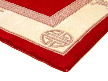 100% Wool Red Premier Superwashed Chinese Rug Design Handknotted in China with a 25mm pile Image 2