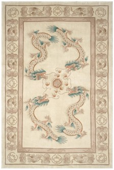 100% Wool Cream Premier Superwashed Chinese Rug Design Handknotted in China with a 25mm pile Image 2