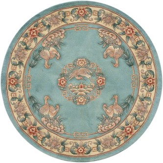 100% Wool Green Premier Superwashed Chinese Rug Design Handknotted in China with a 25mm pile Image 4