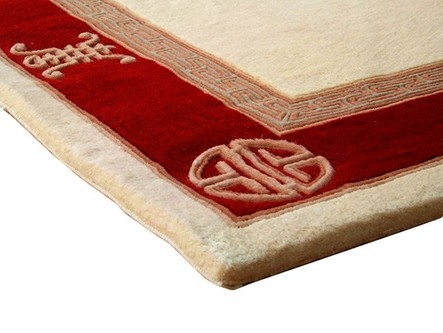 100% Wool Cream Premier Superwashed Chinese Rug Design Handknotted in China with a 25mm pile Image 3