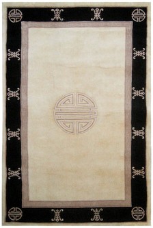 100% Wool Cream Machine Made Chinese Design Machine Woven in China with a 15mm pile