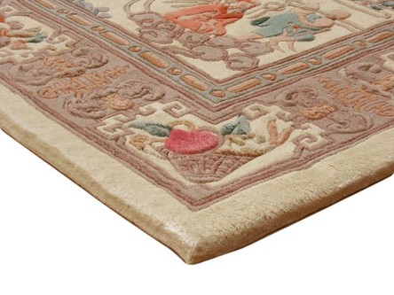 100% Wool Cream Premier Superwashed Chinese Rug Design Handknotted in China with a 25mm pile Image 3