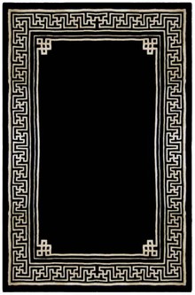 100% Wool Black Premier Superwashed Chinese Rug Design Handknotted in China with a 25mm pile Image 2