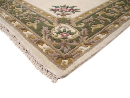 100% Wool Cream Super Rajbik Indian Rug Design Handknotted in India with a 20mm pile Image 3