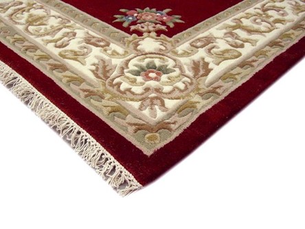 100% Wool Red Super Rajbik Indian Rug Design Handknotted in India with a 20mm pile Image 3