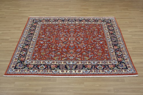 100% Wool Red Persian Sarouk Rug SAR096000 200x195 Handknotted in Iran with a 16mm pile