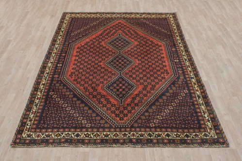 100% Wool Rust Persian Shiraz Rug SHZ023000 286x200 Handknotted in Iran with a 15mm pile