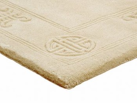 100% Wool Cream Plain Carved Chinese. Handknotted in China with a 20mm pile Image 3