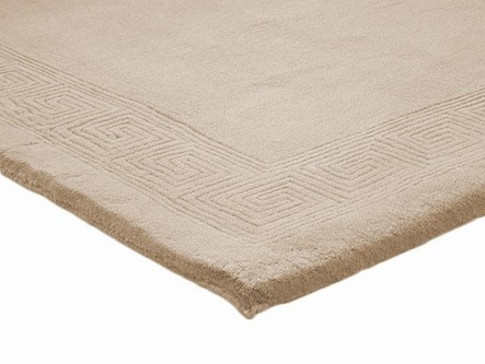 100% Wool Beige Plain Carved Chinese. Handknotted in China with a 25mm pile Image 4