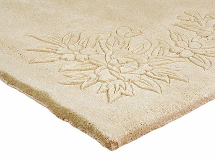 100% Wool Cream Plain Carved Chinese. Handknotted in China with a 25mm pile Image 3