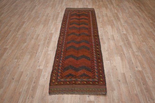 100% Wool Rust Afghan Mushwani Tribal Rug AMU045000 263x73 Handknotted in Afghanistan with a 8mm pile