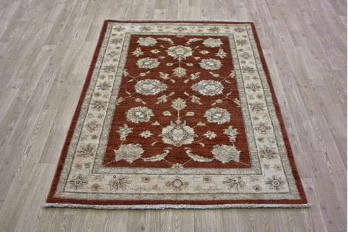 100% Wool Red Afghan Veg Dye Rug AVE013070 147 x 108 Handknotted in Afghanistan with a 5mm pile