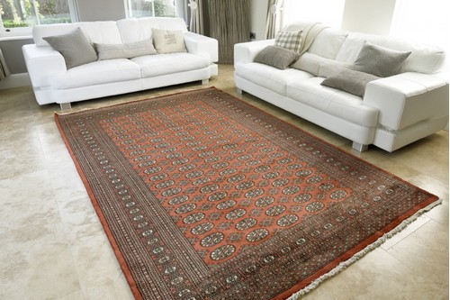 100% Wool Rust Fine Pakistan Bokhara Rug Design Handknotted in Pakistan with a 10mm pile