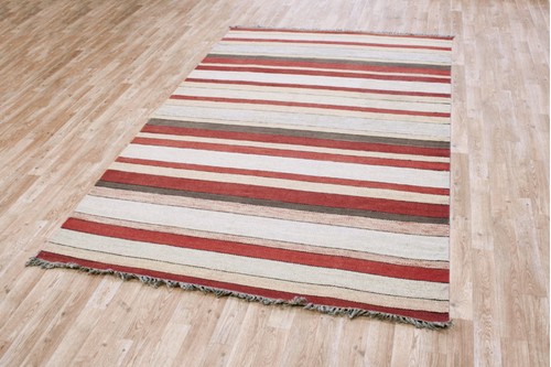 Wool woven onto Cotton Multi Indian Kelim Rug Handmade in India with a 5mm pile