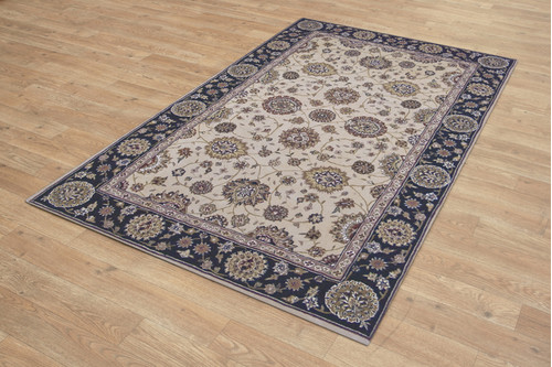 95% Wool / 5% Silk Cream Royal Yelmi Rug Design Handtufted in China with a 12mm pile