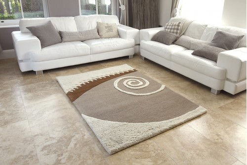 100% Wool Cream Laura Jade Indian Rug Design Handtufted in India with a 30mm pile