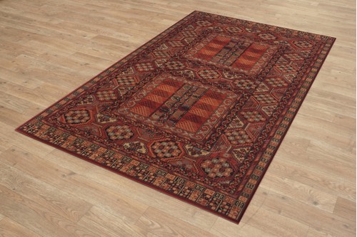 100% Wool Red Mohatta Woven Rug Machine Woven in Moldova with a 10mm pile
